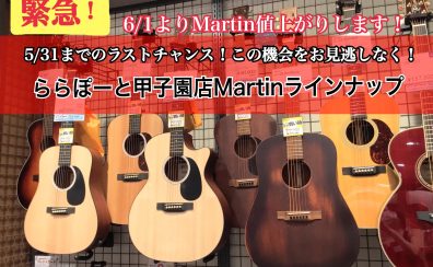 【アコギ】値上がり前の今がチャンス！5/31まで！Martinラインナップご紹介