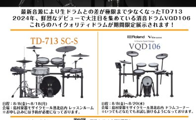 夏の電子ドラム体験会 開催！【8/8～8/20】【TD‐713SC-S】【VQD106】