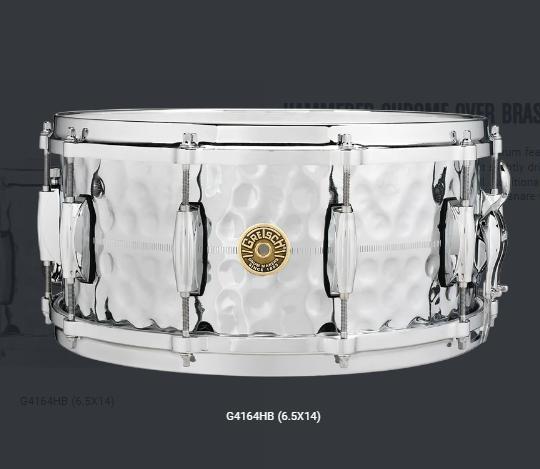Gretsch USA Custom Metal　※近日入荷予定G4164HB Hammered Chrome Over Brass　14”×6.5”