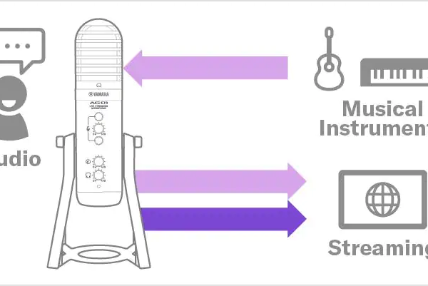 外部の楽器のライン音声を配信に加える。