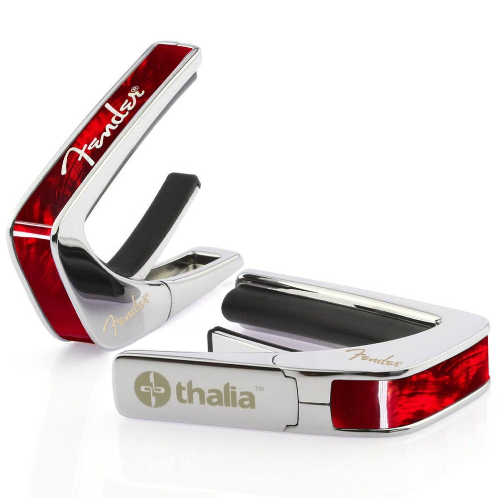 Thalia CaposFender Red Angel Wing w/White Spaghetti Logo / Chrome