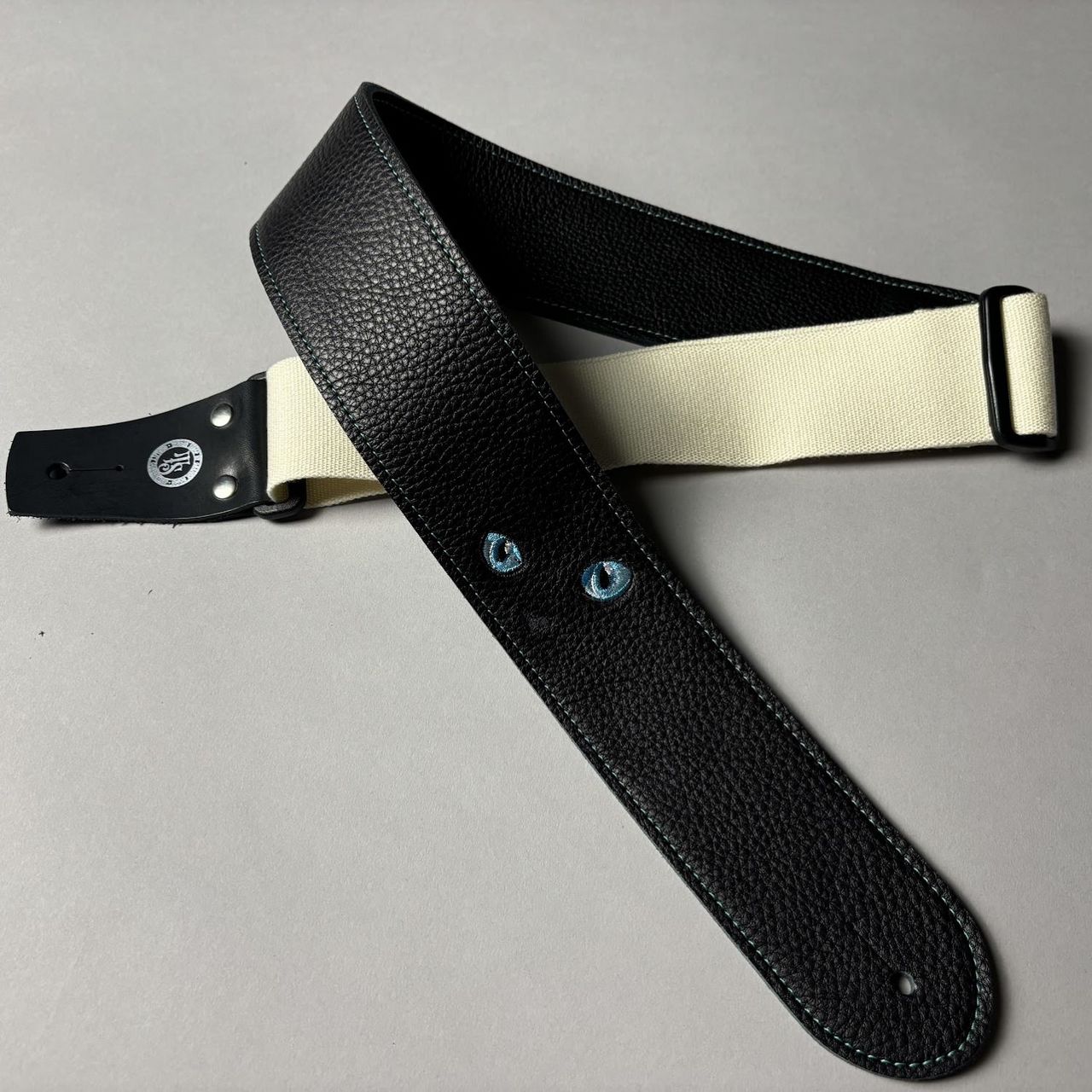 TENDER STRAPL-Slide Strap ねこ【アクアマリン】Black/White 