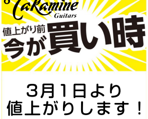 【今が買い時！】TAKAMINE 3/1より値上げ予定！