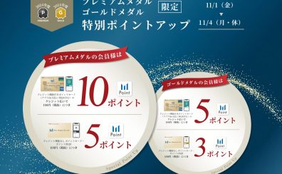 【11月1日(金)～11月4日(月・祝)】三井ショッピングパークカード プレミアムメダル・ゴールドメダル会員限定ポイントアップ