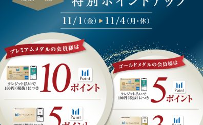 【11月1日(金)～11/4(月)】三井ショッピングパークアプリ『プレミアム・ゴールドメダル』限定ポイントアップ