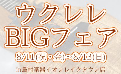 〈11月に第2弾開催決定！！〉終了しました【8/11~13】ウクレレ夏の大展示会inレイクタウン⛱各メーカー取り揃えます！セミナーやイベントも開催★