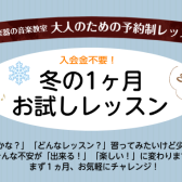 【越谷レイクタウン　大人の為のフルート教室】1ヶ月冬のお試しレッスンのご案内⛄