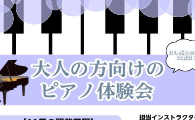 【南大沢・大人のピアノ教室】11月ピアノ体験会のご案内♪
