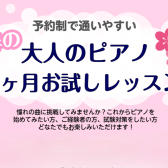 水戸駅3分！ピアノサロン「春の1ヶ月お試しレッスン」開講中