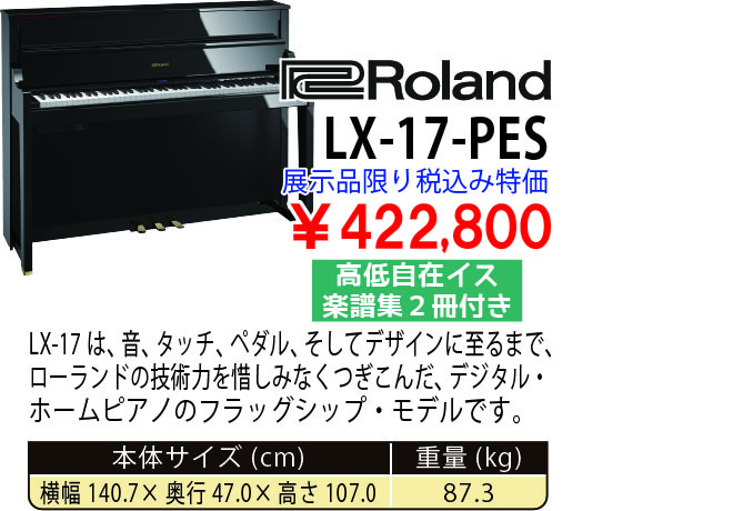 島村楽器 イオンモール宮崎店 秋のピアノ大展示会 2017 11/2(木)～ Roland LX-17-PES 税込み422,800円