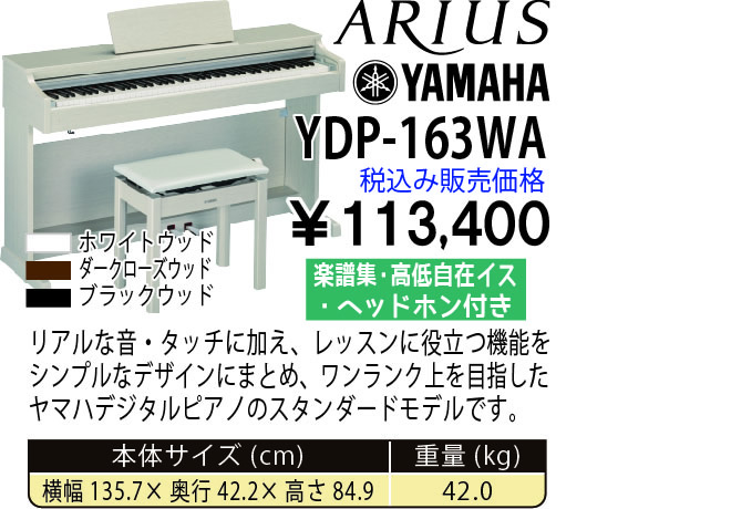 島村楽器 イオンモール宮崎店 秋のピアノ大展示会 2017 11/2(木)～ YAMAHA YDP-163WA 税込み113,400円