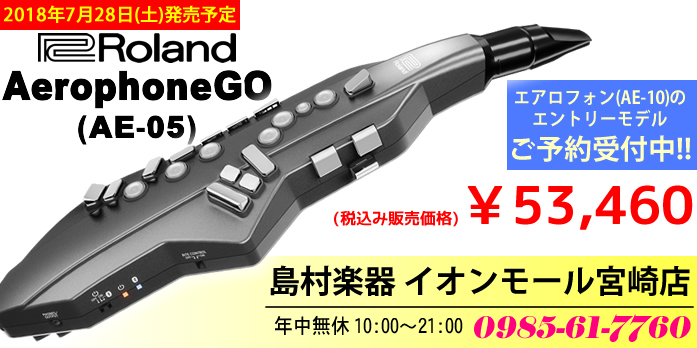 場所や時間を選ばず気軽に演奏できるデジタル管楽器として発売された「Roland Aerophone(AE-10)」は、当店でも人気の商品です。]]そのエアロフォンにエントリーモデルとして「Aerophone GO(AE-05)」が新たに加わりました。]]手が小さいお子様や女性でも演奏しやすいように「 […]