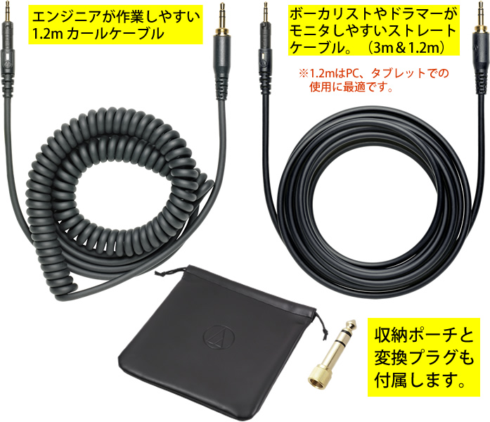 「audio-technica ATH-M60x」の付属品