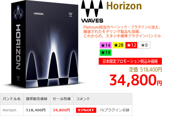 「Waves Horizon」2019年4月のキャンペーンにより通常518,400円を34,800円で販売中♪
