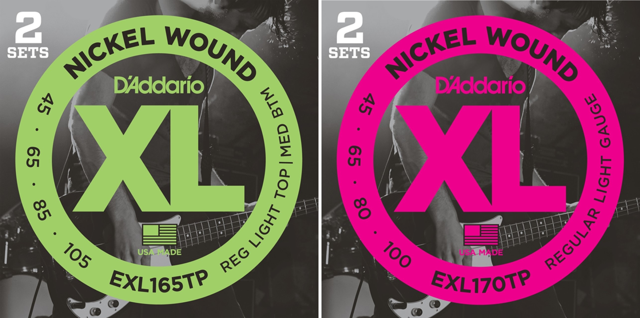 スタンダードなベース弦の2セットパックD'Addario EXL165TP / EXL170TP