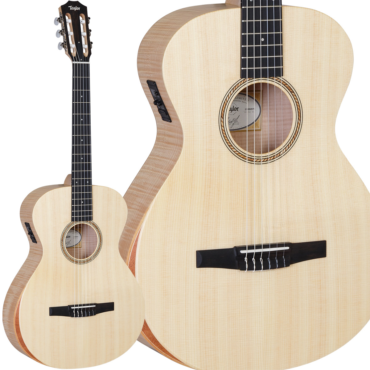 サステナブルな木材を使用した、島村楽器コラボモデル(ナイロン弦仕様)Taylor / LTD EG Academy 12e-N