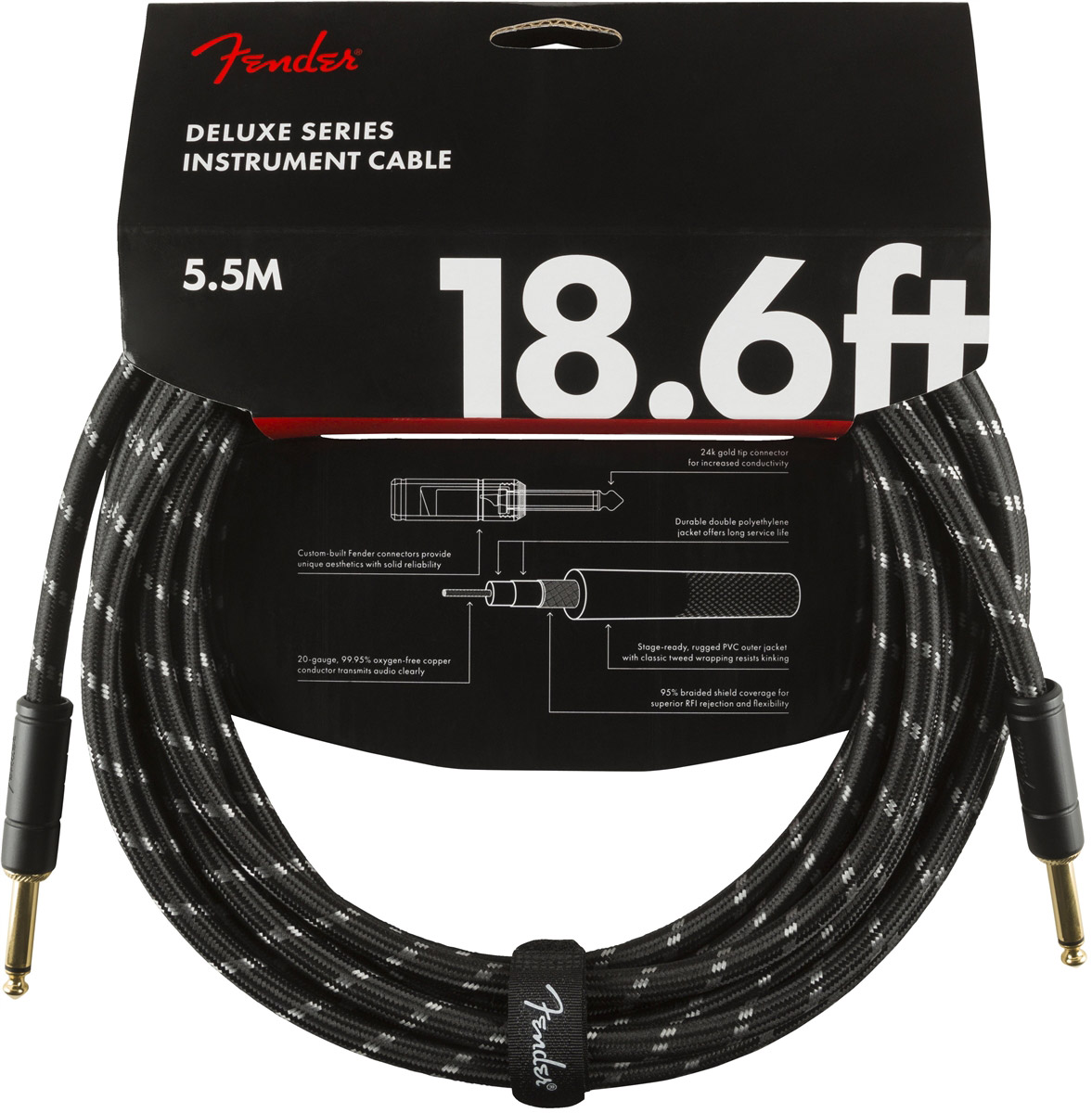 フラッグシップケーブルラインナップとしての耐久性と音質を実現Fender / Deluxe Series Instrument Cable18.6ft(5.5m) (S-S)