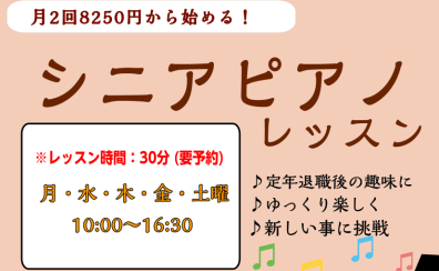 【月2回から始める！】シニアピアノレッスン