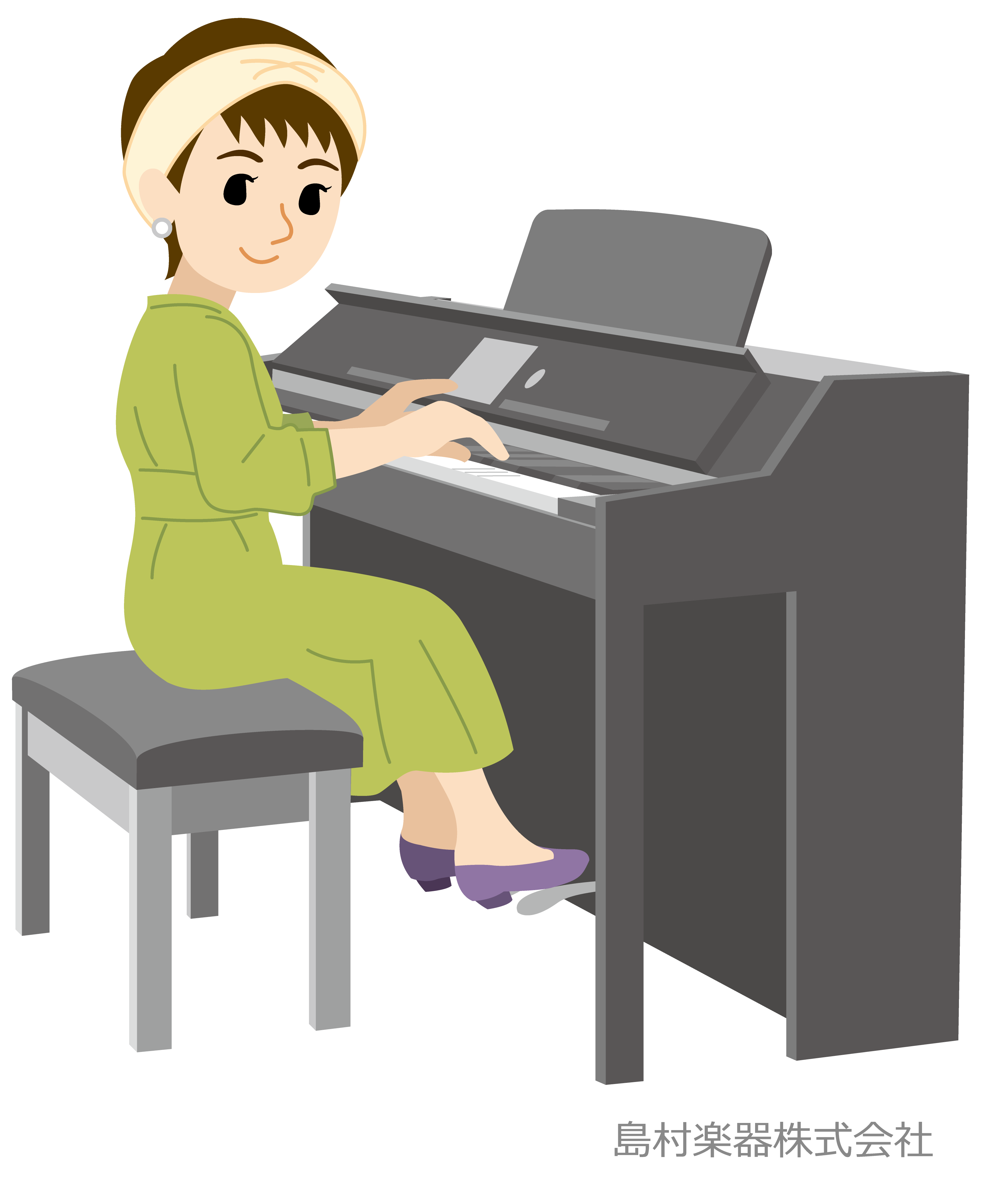 ピアノを弾くお姉さん　保育士　電子ピアノ