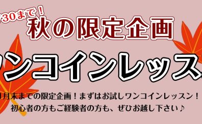 【秋の限定企画！】ワンコインレッスン！