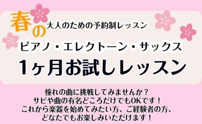【大人のためのご予約制レッスン】1ヶ月お試しレッスン