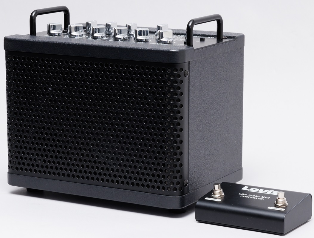 ギターアンプ 15W リズムマシン・ルーパー搭載 充電バッテリー内蔵 エレアコ / エレキギター / エレキベース 対応Louis LGA-15DigiMkII