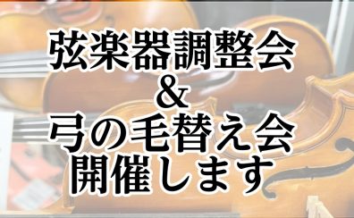 弦楽器調整会＆毛替え会　開催いたします