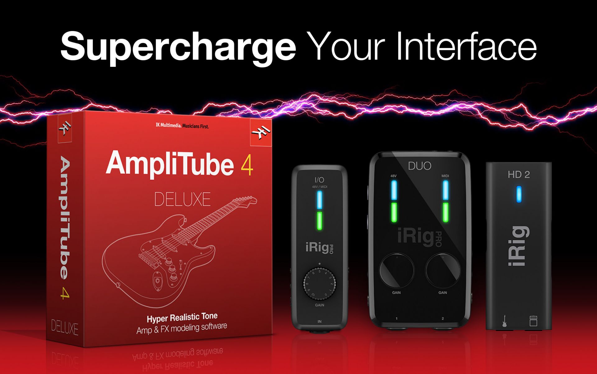 対象のiRigインターフェースを購入/登録で、AmpliTube 4 Deluxeをプレゼント！