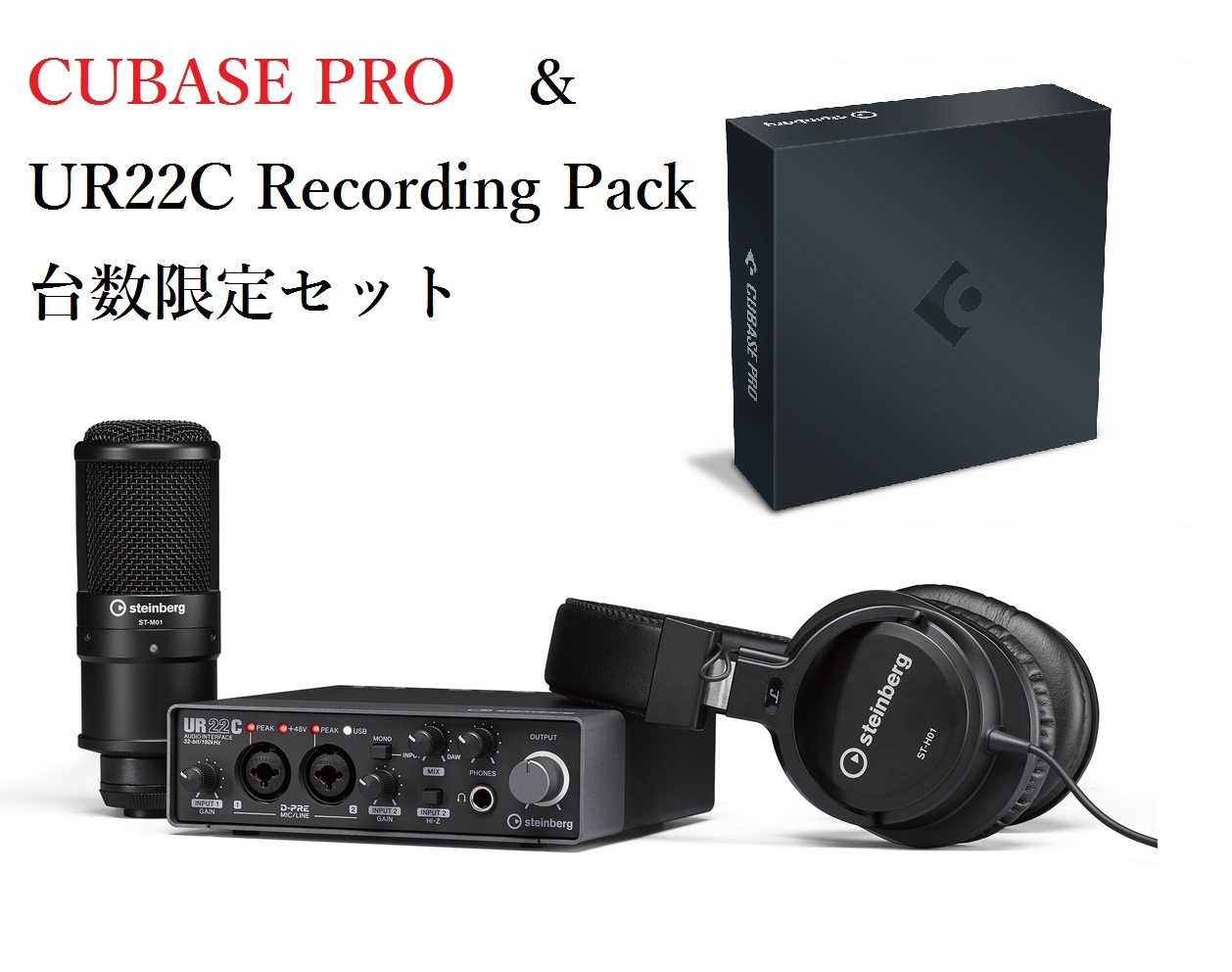 DAWソフト・オーディオインターフェイス・マイク・ヘッドホンセットSteinberg Cubase Pro &
