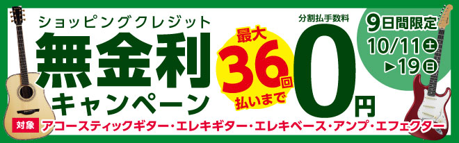 最大36回払いまで無金利!!ギタリスト・ベーシスト必見キャンペーン