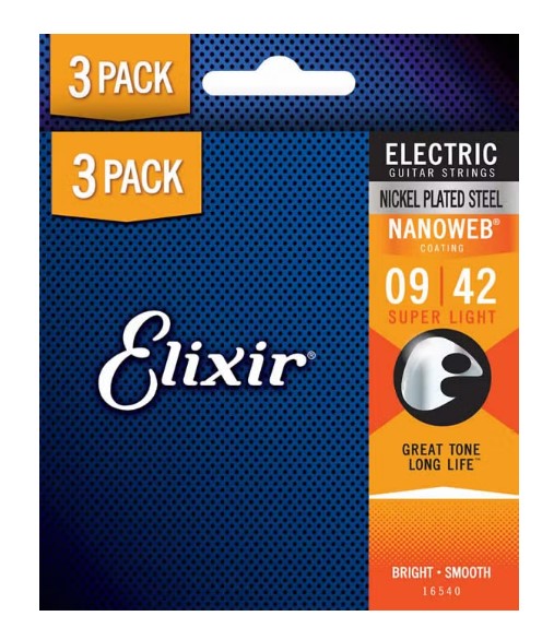 Elixir 2セット分のお値段で3セット入ってる!NANOWEB Super Light (.009-.042) 3セットボーナスパック