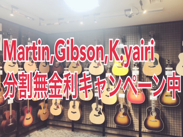 【買うなら今しかない！！】「Martin」「Gibson」「K.Yairi」の分割無金利キャンペーン中！【10/31まで！！】