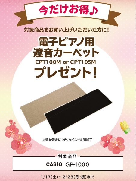 GP-1000お買い上げの方に<br />
遮音カーペットプレゼント！