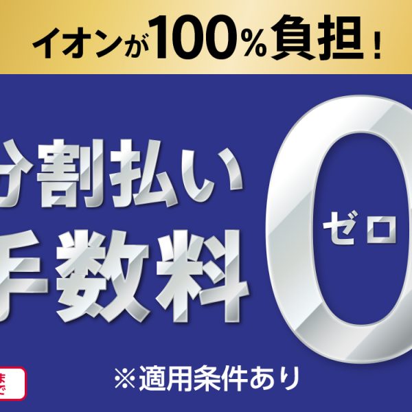 イオンマークのカードご利用で<br />
分割払い手数料ゼロ！<br />
期間：2025年1月5日(日)まで