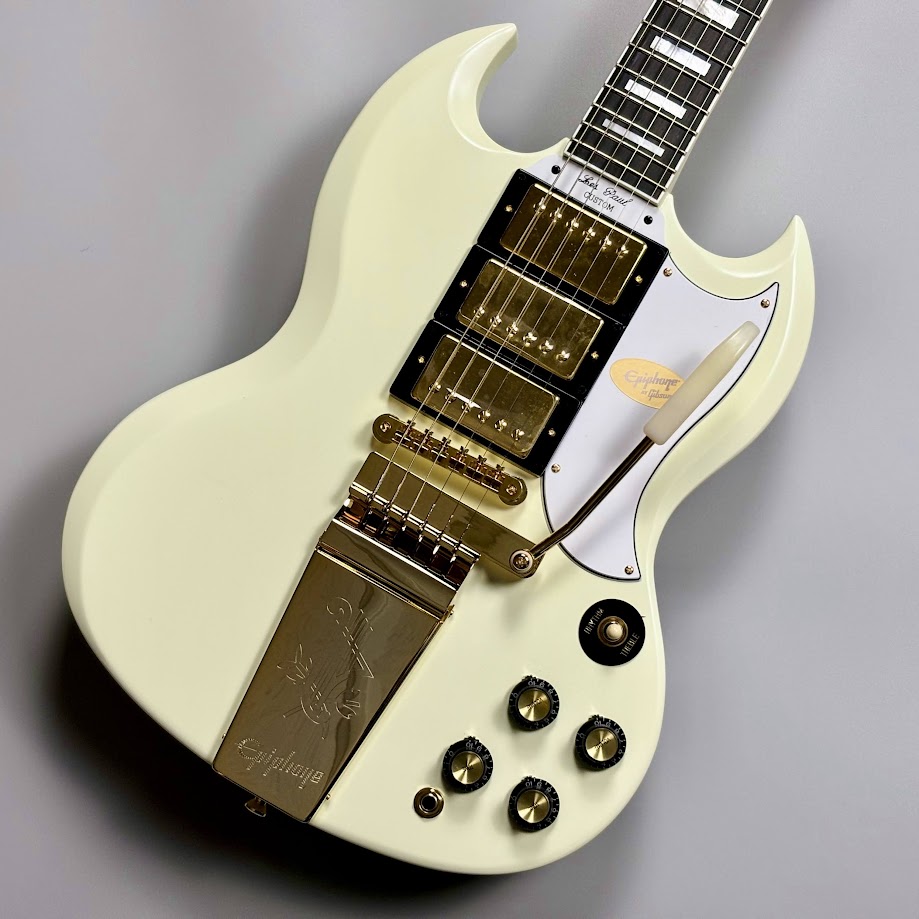 Epiphone Inspired by Gibson Custom1963 Les Paul SG Custom with Maestro Vibrola Classic White