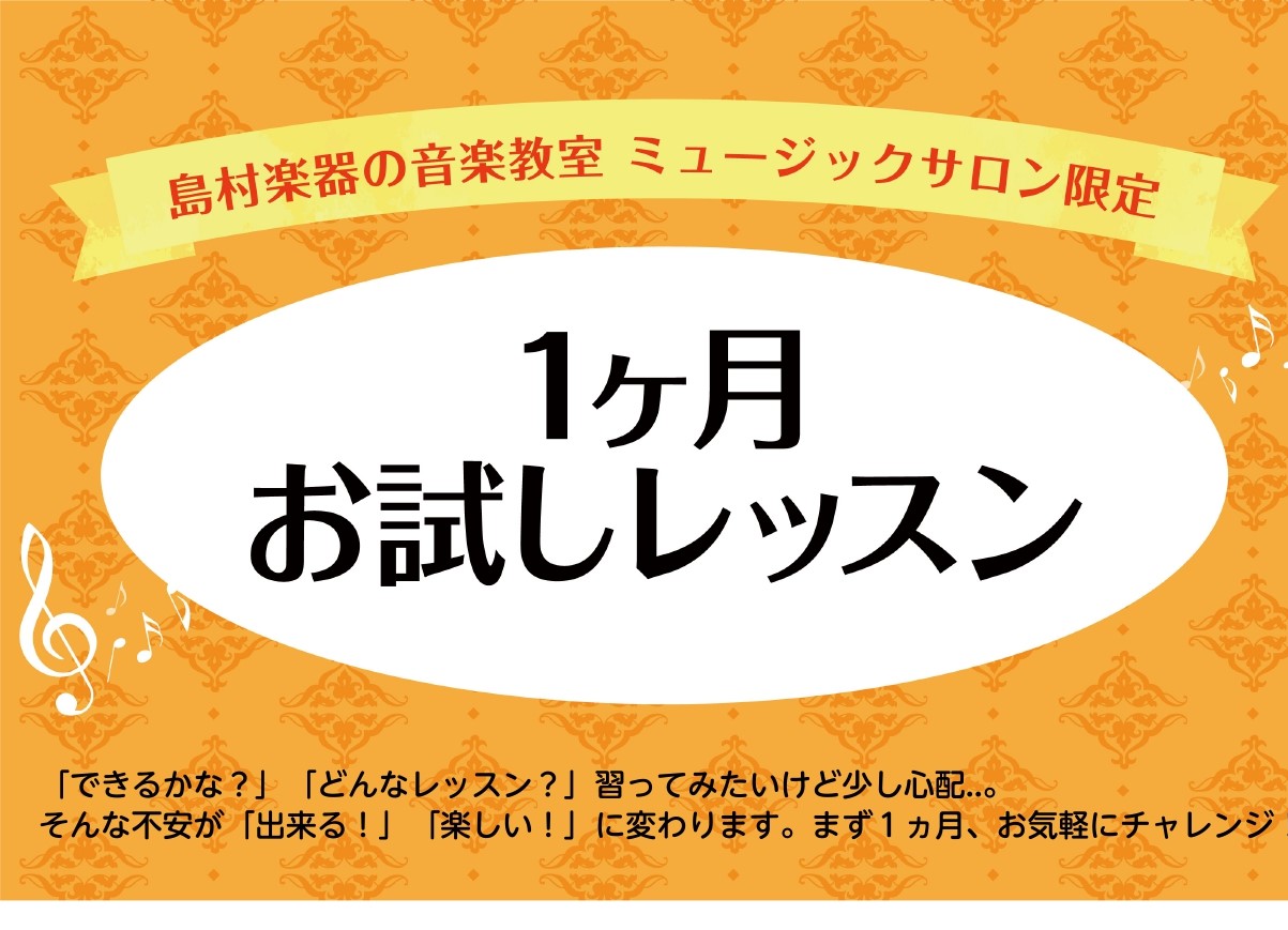 -今弾いている曲をワンポイントアドバイスしてもらいたい -自身のライフスタイルに合うのか不安 -弾けるようになるのか不安 -続けられるか不安 -結婚披露宴など短期の目的がある　等 お悩みの方におススメです！ [!!入会金不要で、1ヶ月間で4回ご自身のペースで通っていただける大人限定のレッスンです。! […]