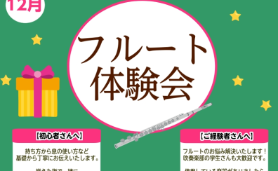 【さいたま市フルート教室】大人のためのフルート体験会～新しい趣味を始めよう～12月開催！