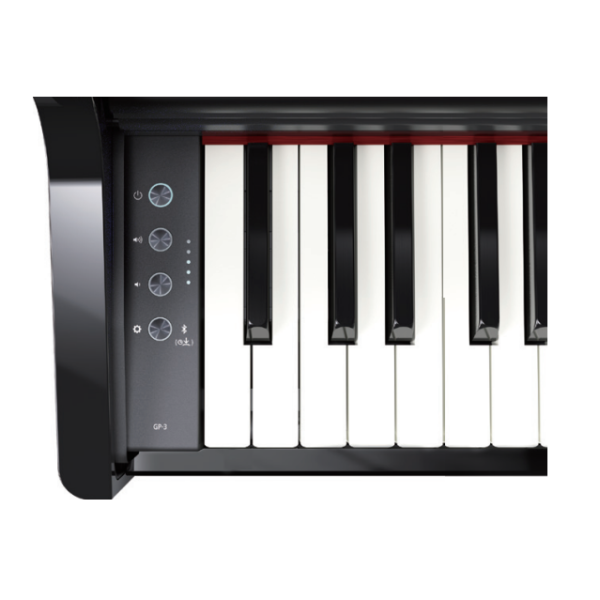 GP-3 には、新サンプリングの「ピアノ・リアリティ・スタンダード音源」と、新センサーを搭載した「ピアノ・リアリティ・スタンダード鍵盤」を搭載。音・タッチの両方で豊かな演奏表現を可能にすることで、弾き手の気持ちに応えます。