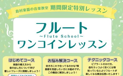 ≪終了致しました≫【音楽教室】フルート教室 -ワンコインレッスン- 実施中！【500円/45分レッスン♪】