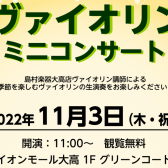 【終了いたしました】11月3日（木・祝）ヴァイオリン講師小関杏奈によるミニコンサート開催！