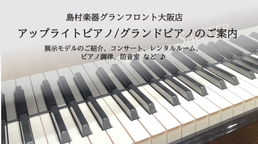 国内外のピアノを一同に展示！様々なメーカーよりお選びいただけます。スタインウェイファミリーのボストン、ヤマハ、カワイ輸入ピアノはザウターはじめ、ペトロフやベヒシュタイン、ホフマンなど♪アップライトピアノ・グランドピアノをご検討の際は、是非当店へお越しくださいませ。 グランフロント大阪店では、厳選した […]