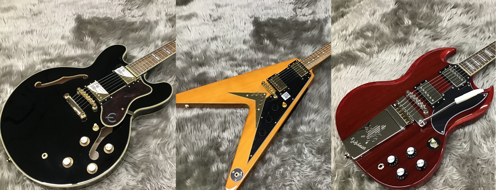 *エピフォンのエレキギターが3本入荷！クラシカルなスタイルが大好きな方におすすめ！ **Epiphone SG STD 61 Maestro VCH 王道のルックスを手頃な価格で実現。まさにこの言葉通りの仕上がりで、61年板バネ式トレモロ・ユニット、マエストロヴァイブローラを搭載しておりマホガニーの […]