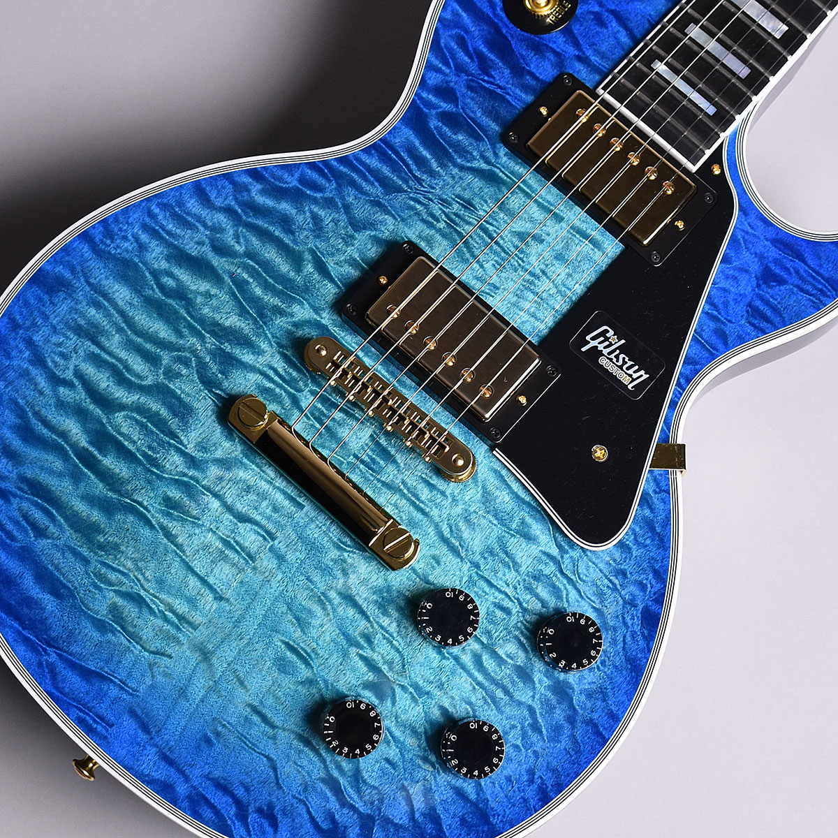 エレキギター】Gibson LP CUSTOM 3A QUILT (TBL) 現地オーダーのレス