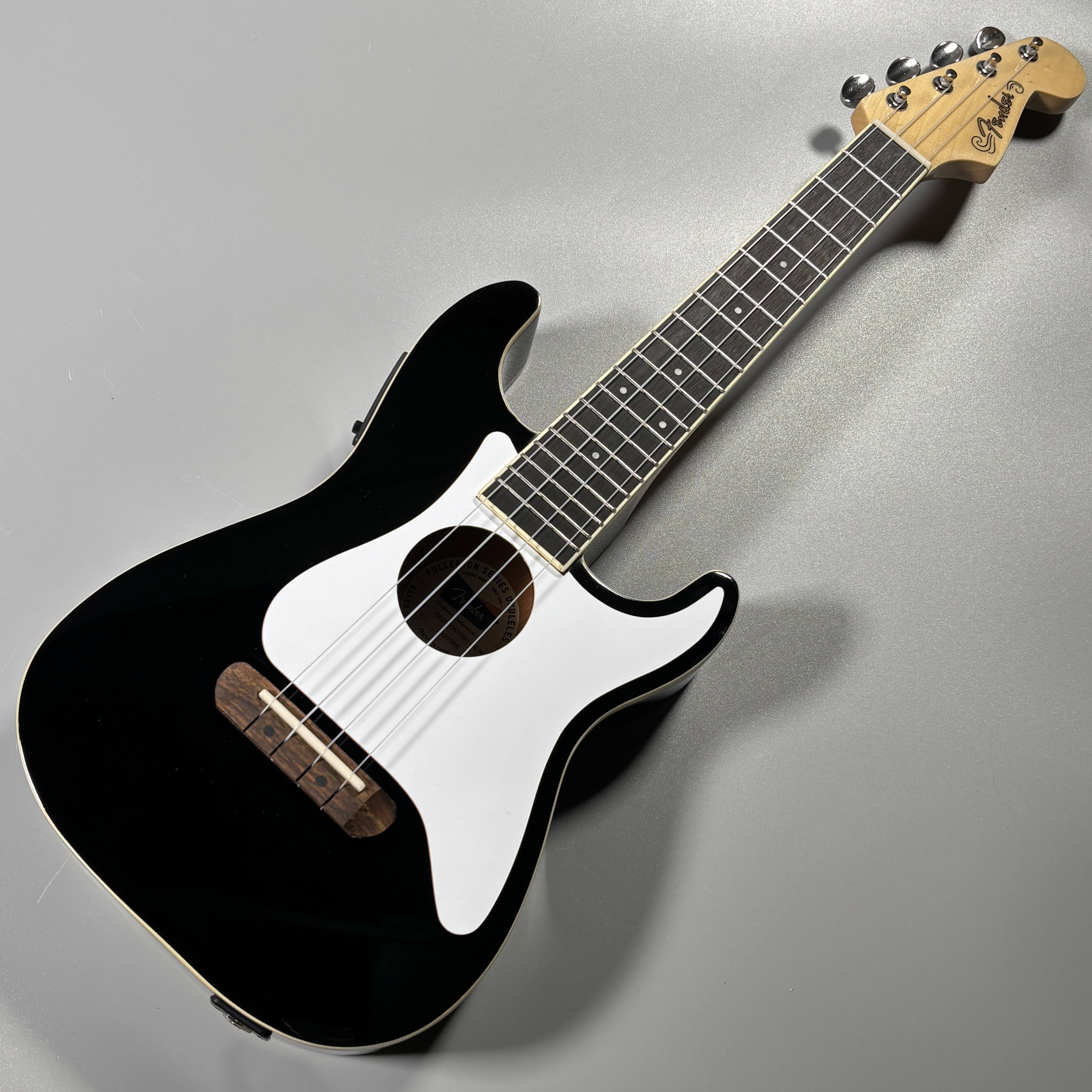 FenderFullerton Strat Uke Black ピックアップ付き エレキウクレレ