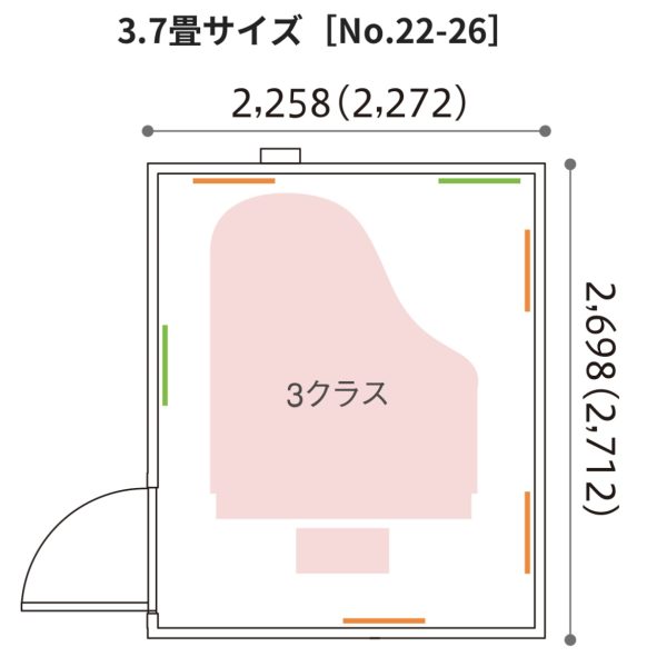 【カワイ防音室　3.7畳】<br />
MVSX22-26/Hi(Dr-30)　￥1,342,000/￥1,485,000<br />
<br />
MHSX22-26/Hi(Dr-35)　￥1,518,000/￥1,672,000<br />
<br />
MKSX22-26/Hi(Dr-40)　￥2,024,000/￥2,123,000