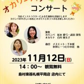 11/12(日)　オカリンバナコンサート開催のお知らせ