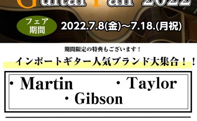 インポートギター(Martin・Gibson・Taylor)フェア開催！【7/8(金)～7/18(月祝)】