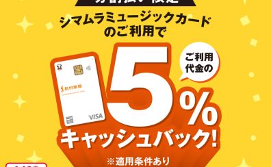 【5%キャッシュバック】11/29(土)～1/12(月・祝)の期間中シマムラミュージックカード(SMC)での分割払いがお得です！