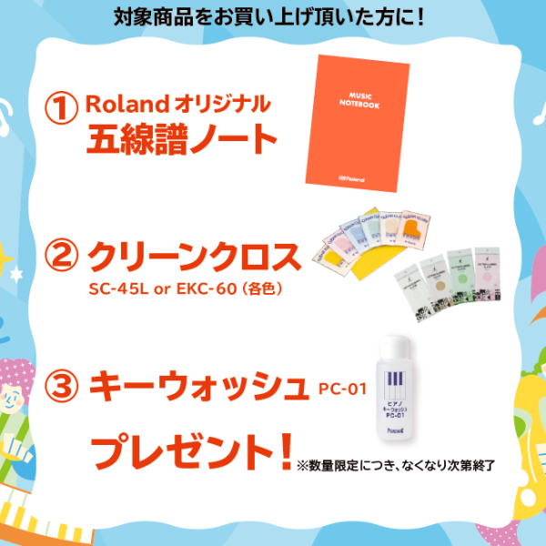 【Roland】<br />
<br />
＊プレゼント＊<br />
五線譜ノート<br />
クロス・キーウォッシュ<br />
<br />
＊対象商品＊<br />
HP702