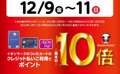 【WAONポイント10倍】【イオンカードでおトク】決済時イオンカードご利用でWAONPOINT10倍！12月9日(金)～11日(日)